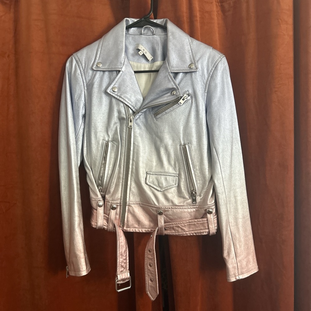 Iro Jackets & Coats - Iro “Calcium” Silver & Pink Metallic Leather Ombré Jacket